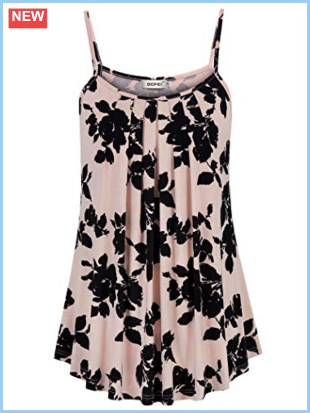 Women's Pleated Flowy Sleeveless Camisole Tank Top Loose Fit